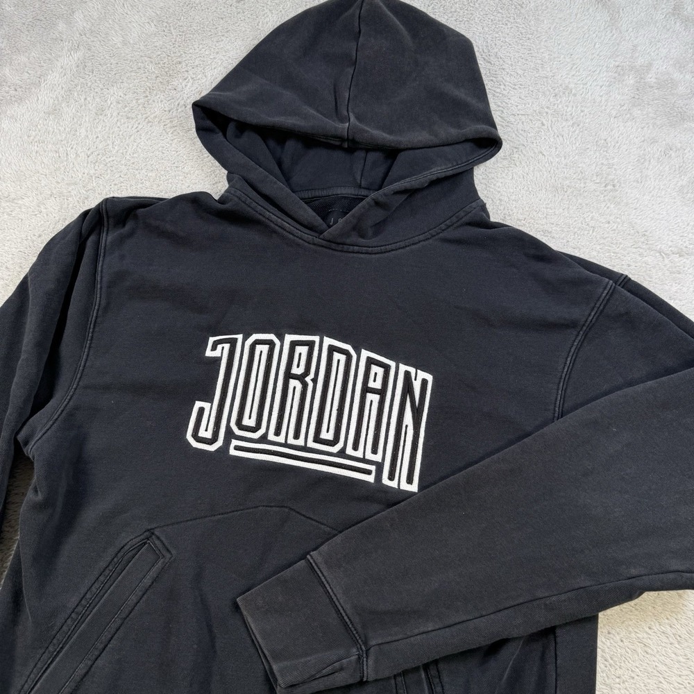 Nike Air Jordan Hoodie Mens Large Black DNA Sport Spellout Pullover Sweatshirt